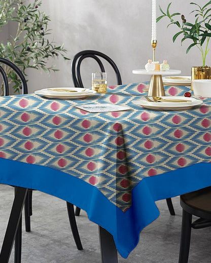 8 Seater Diamond Printed Cotton Dining Table Cover | 180 X 60 Inches