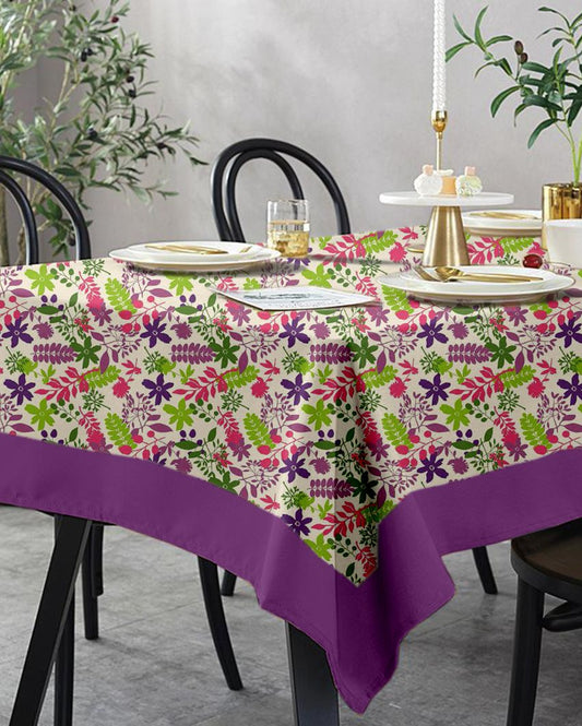 8 Seater Blooms Printed Cotton Dining Table Cover | 180 X 60 Inches