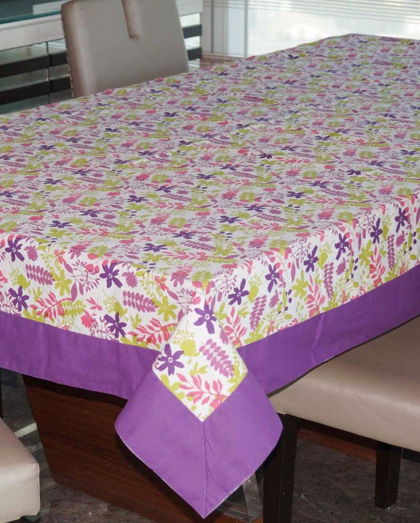 8 Seater Blooms Printed Cotton Dining Table Cover | 180 X 60 Inches