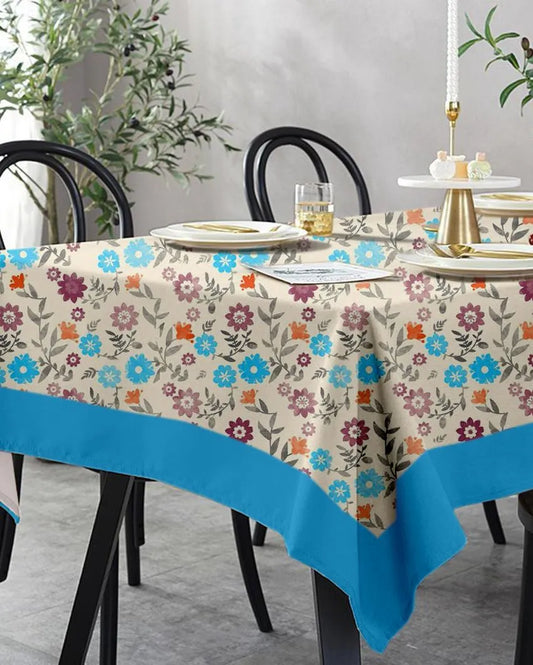 Multicolor Flowers Printed 8 Seater Cotton Dining Table Cover | 180 X 60 Inches