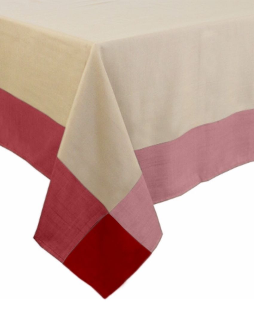 Yarn Dyed Cotton 6 Seater Table Cover | 57X87 inches Red / Beige