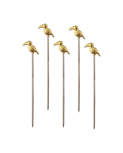 Elegant Pelican Cocktail Picks | Set of 5 | 1 x 4 inches