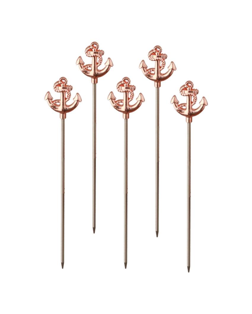 Elegant Anchor Cocktail Picks | Set of 5 | 5 inches