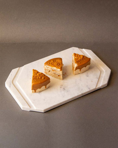 White Furrow Marble Cheese Platter | 14 x 9 inches