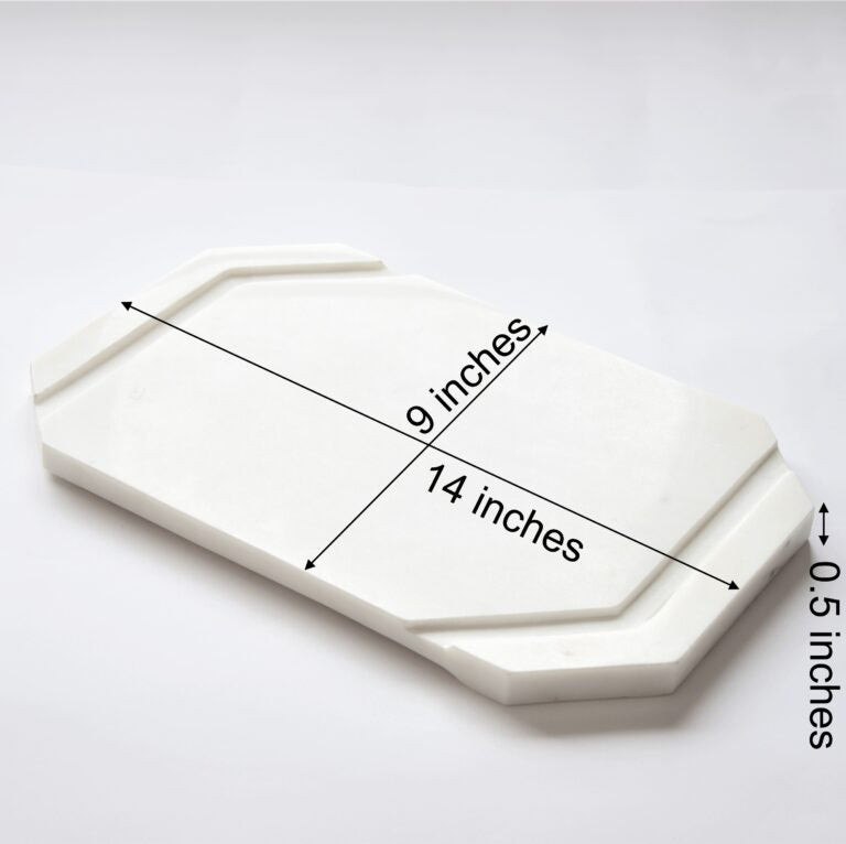 White Furrow Marble Cheese Platter | 14 x 9 inches