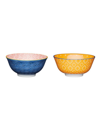 KitchenCraft Vibrant Stoneware Bowls | Set of 2 | 6 x 3 inches