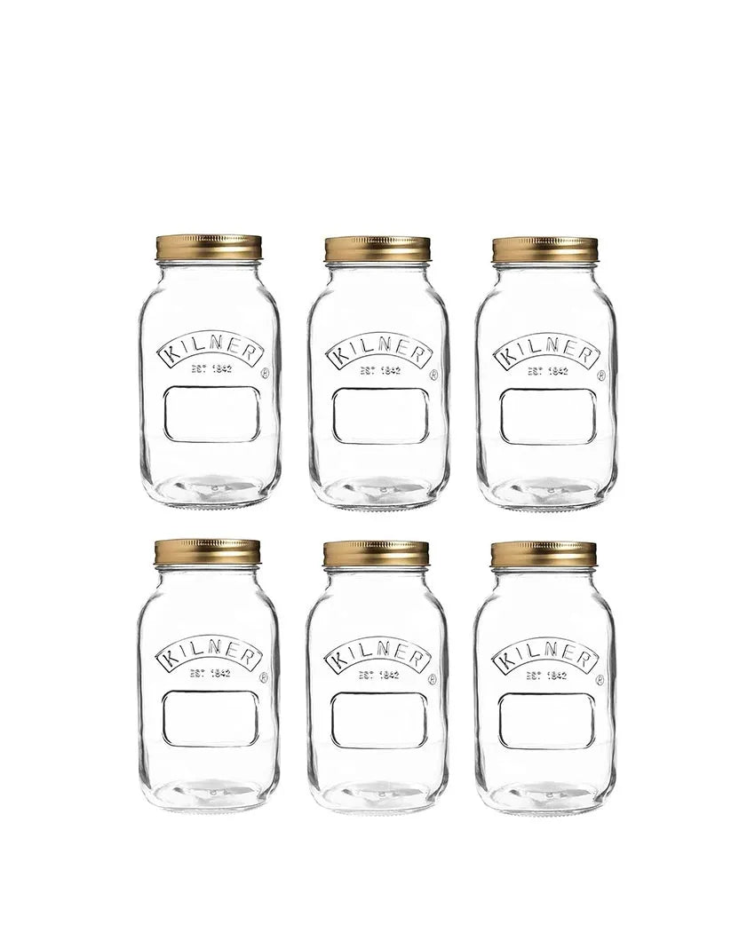 Modern Preserve Glass Jars | Set of 6 | 1 Litre