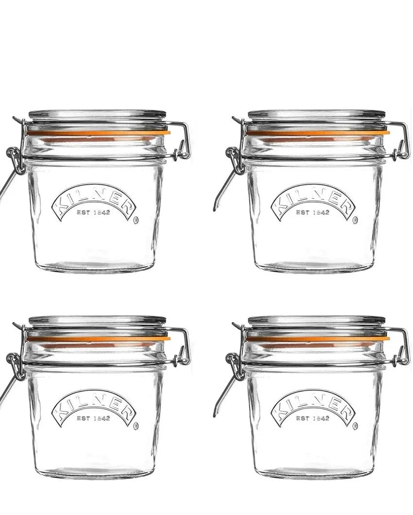 Clip Top Round Glass Jars | Set Of 4 | 350 ml