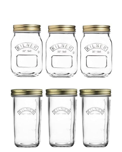 Mouth Screw Top Preservation & Square Glass Clip Top Jars | Set of 6 | 500 ml