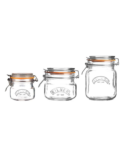 Kilner Clip Top Glass Storage Jars | Set of 3