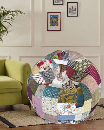 Cheerful Colourful Patchwork Printed Beanbag | 47 x 38 inches