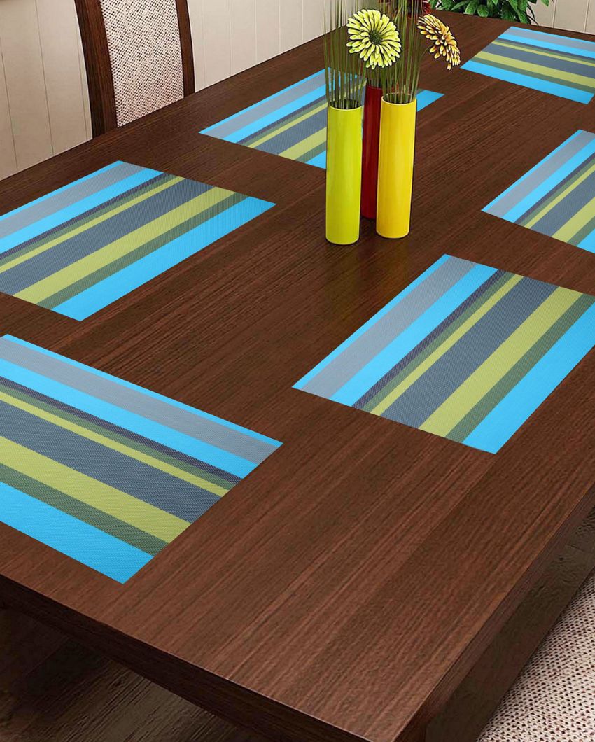 Colorful Lines Waterproof Pvc Placemats With Reusable Bag | Set Of 6 | 19 x 13 Inches
