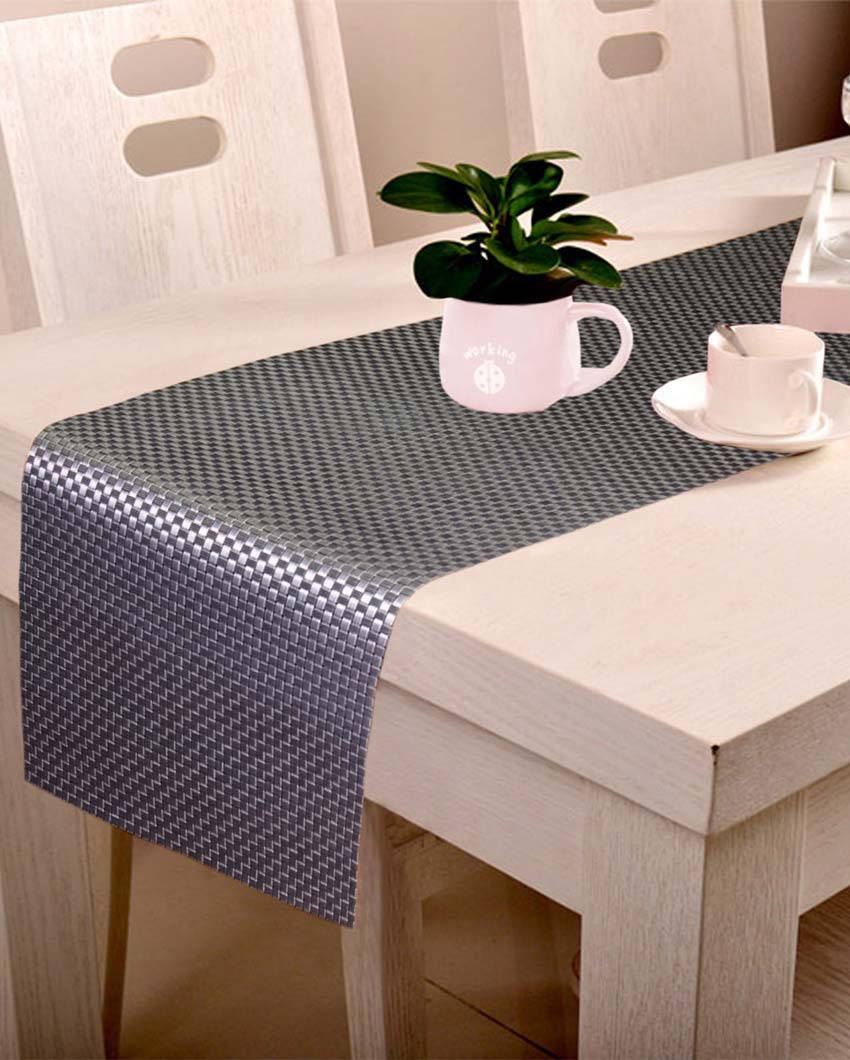 Waterproof & Heat Resistant Pvc 6 Seater Table Runner | 12 X 70 Inches | Single Black & White