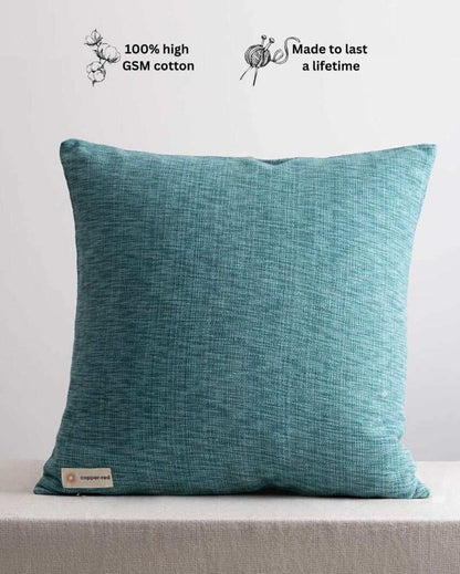 Vibrant Marbella Blue Cotton Throw Pillow Cover