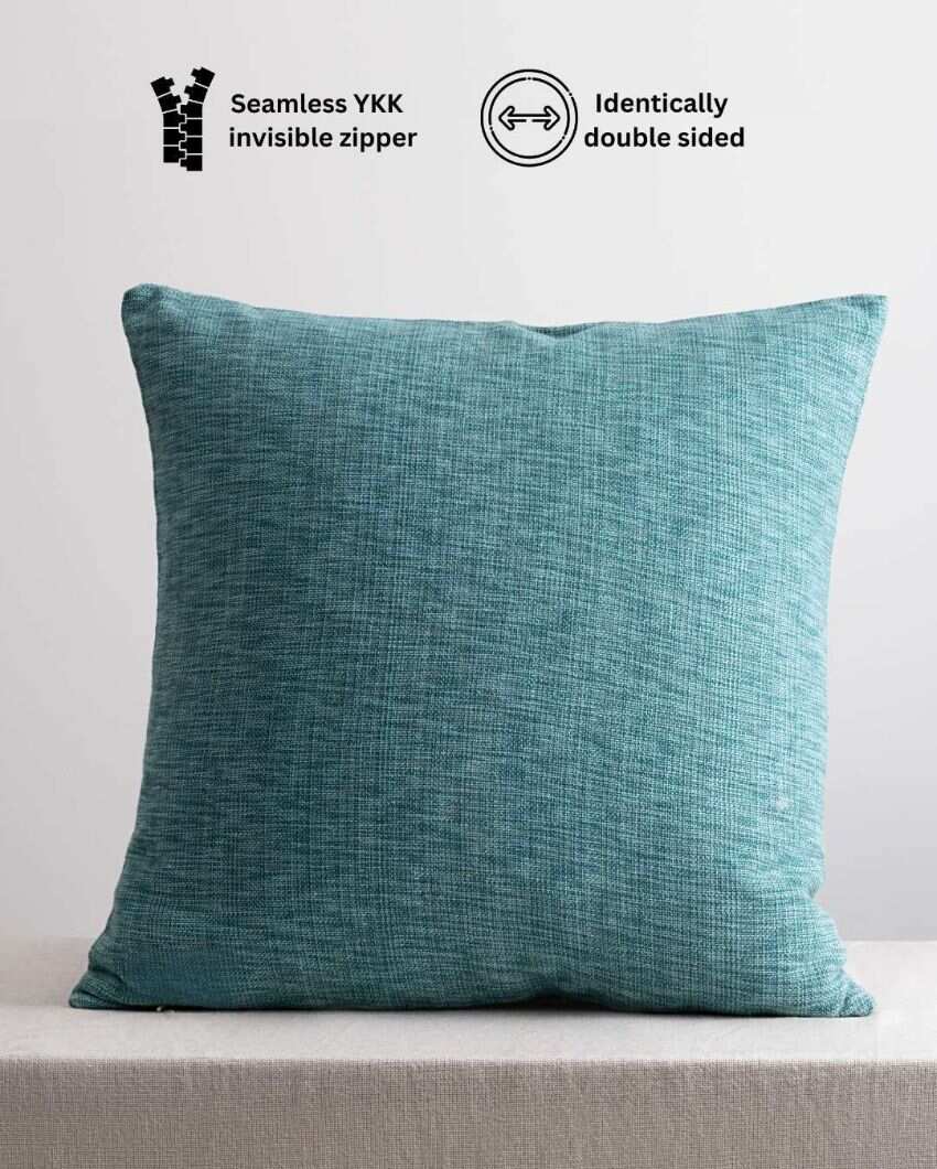 Vibrant Marbella Blue Cotton Throw Pillow Cover