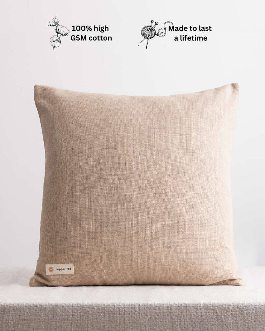 Stylish Serengeti Beige Cotton Throw Pillow Cover