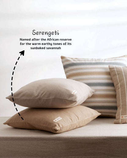 Stylish Serengeti Beige Cotton Throw Pillow Cover