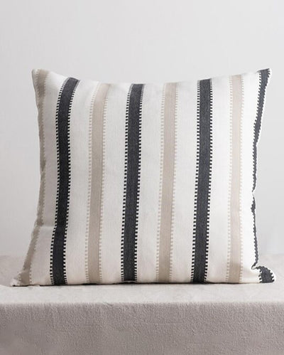 Modern Oslo Black & Beige Striped Pure Cotton Cushion Cover