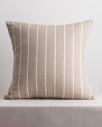 Stylish Atacama Brown & White Striped Pure Cotton Cushion Cover