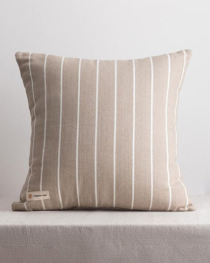 Stylish Atacama Brown & White Striped Pure Cotton Cushion Cover