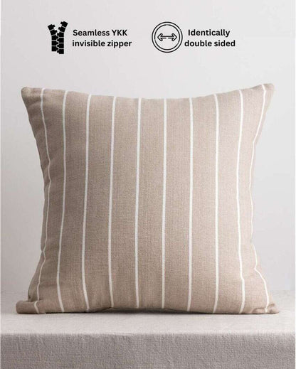 Stylish Atacama Stripes Beige Cotton Throw Pillow Cover