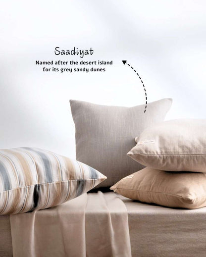 Exotic Saadiyat Grey Cotton Throw Pillow Cover