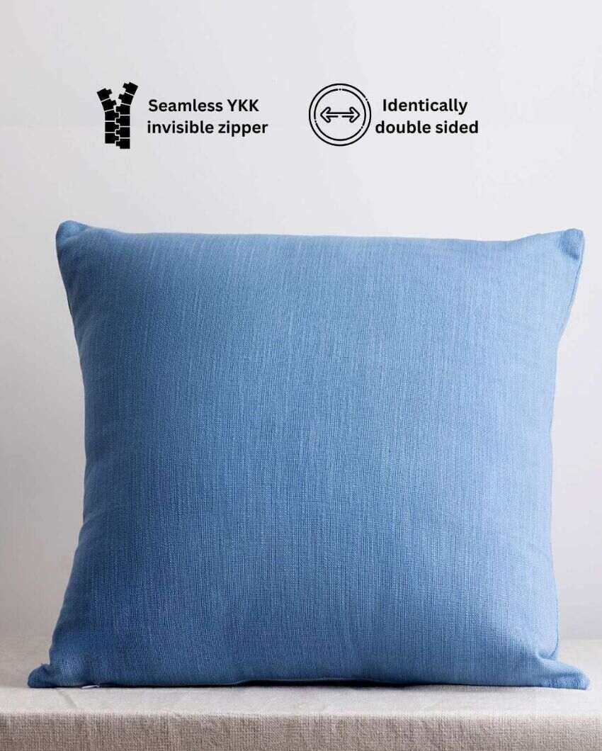 Elegant Provence Blue Cotton Throw Pillow Cover