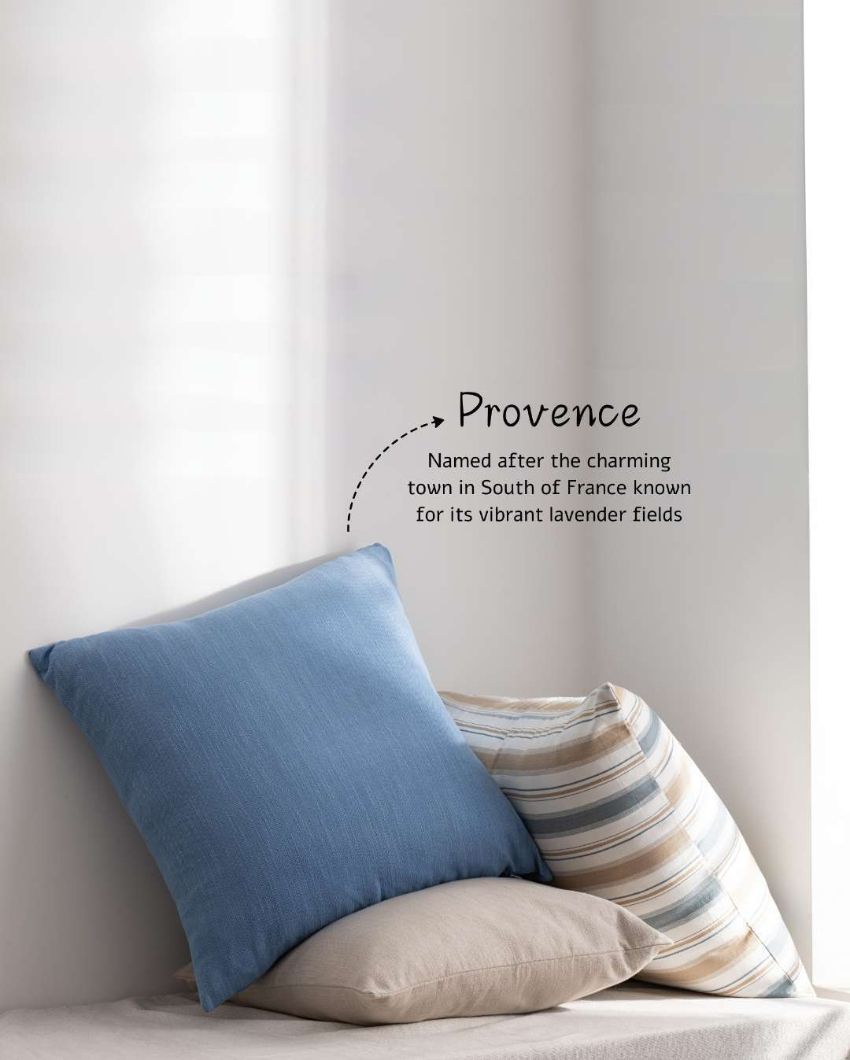 Elegant Provence Blue Cotton Throw Pillow Cover