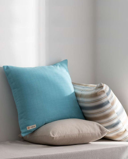 Luxe Corsica Blue Cotton Throw Pillow Cover