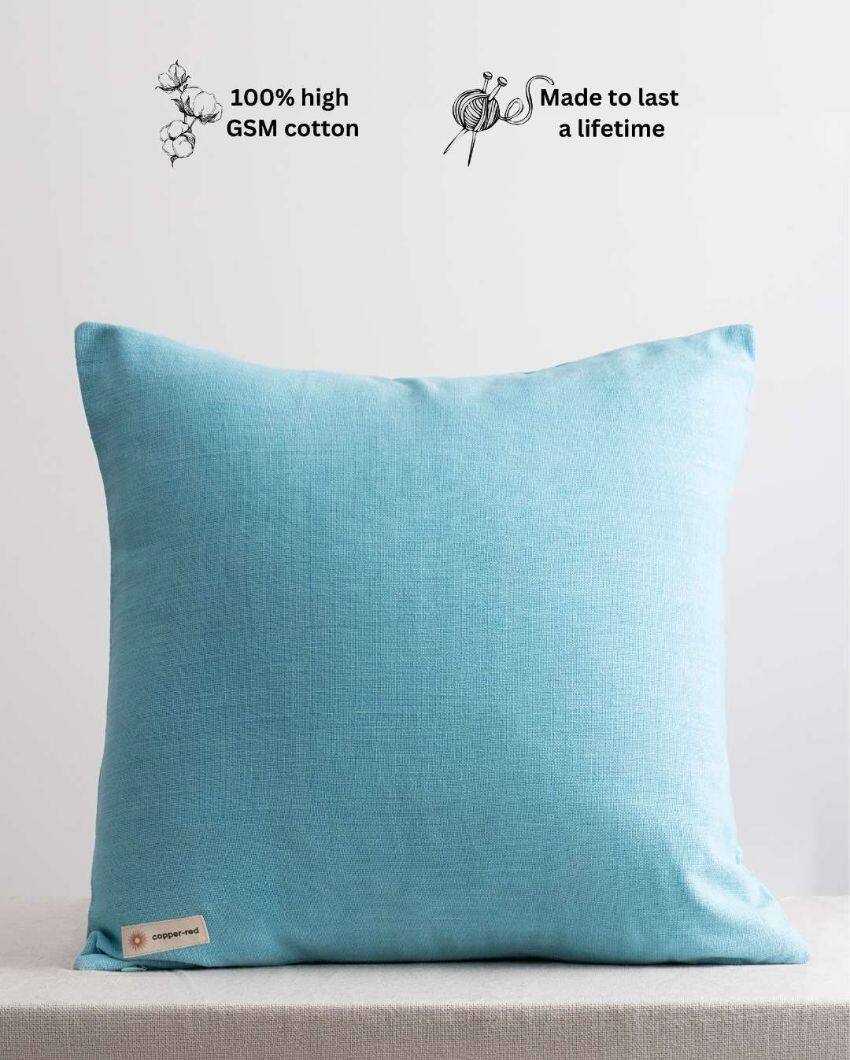 Luxe Corsica Blue Cotton Throw Pillow Cover