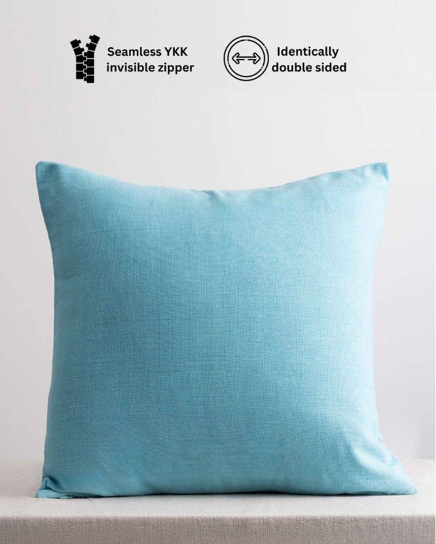 Luxe Corsica Blue Cotton Throw Pillow Cover