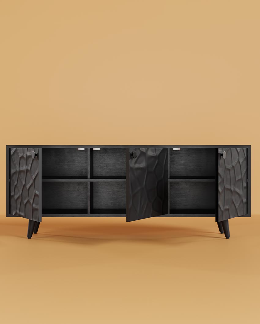 Elegant Black Crater Sideboard | 67 x 16 x 28 inches