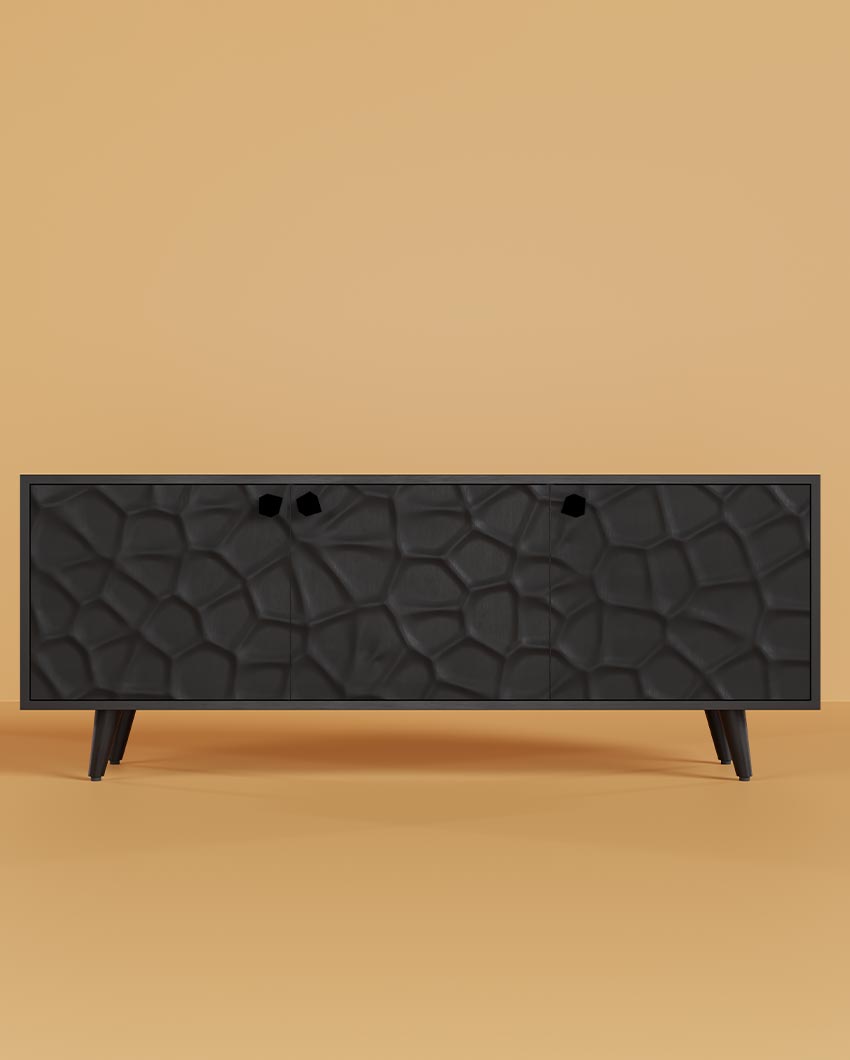 Elegant Black Crater Sideboard | 67 x 16 x 28 inches