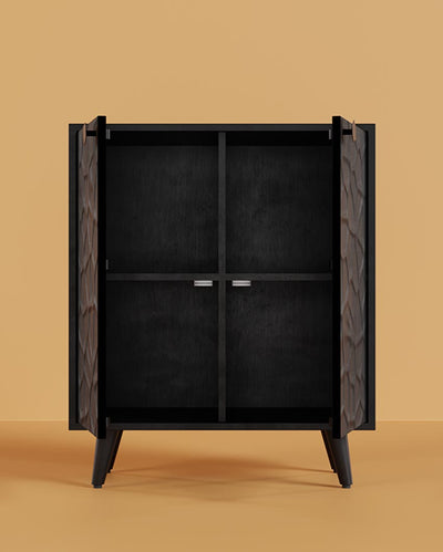 Modern Black Crater Cabinet | 32 x 16 x 32 inches