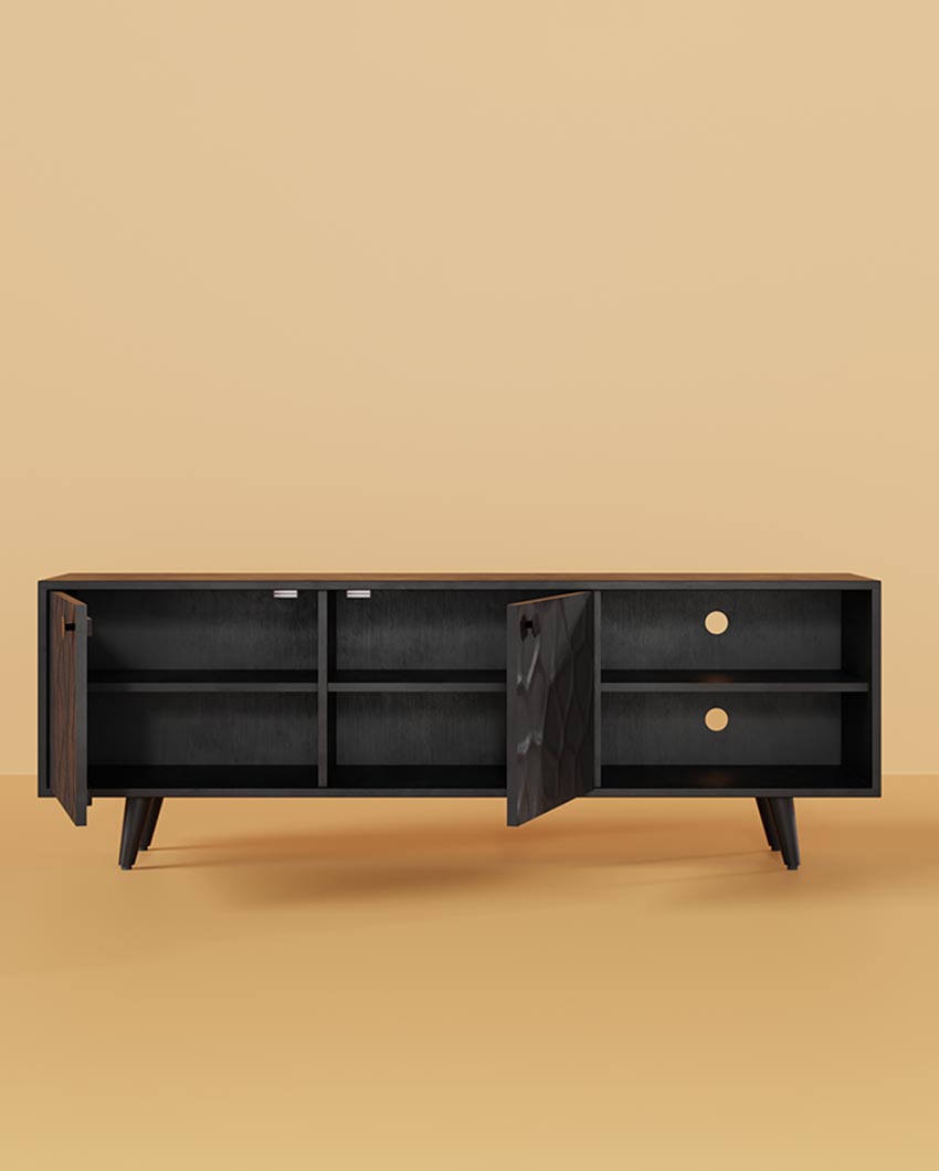 Luxurious Black Crater TV Cabinet | 69 x 16 x 20 inches