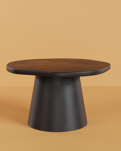 Ellipse Black Crater Round Coffee Table | 34 x 32 x 18 inches