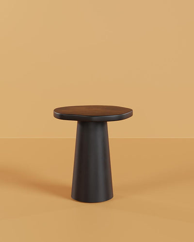 Compact Black Crater Round Side Table | 16 x 14 x 17 inches