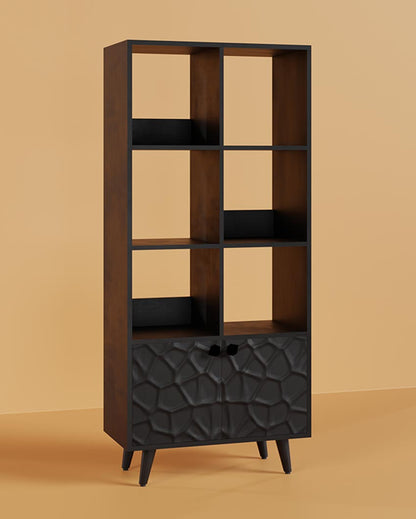 Elegant Black Crater Bookshelf | 32 x 16 x 67 inches