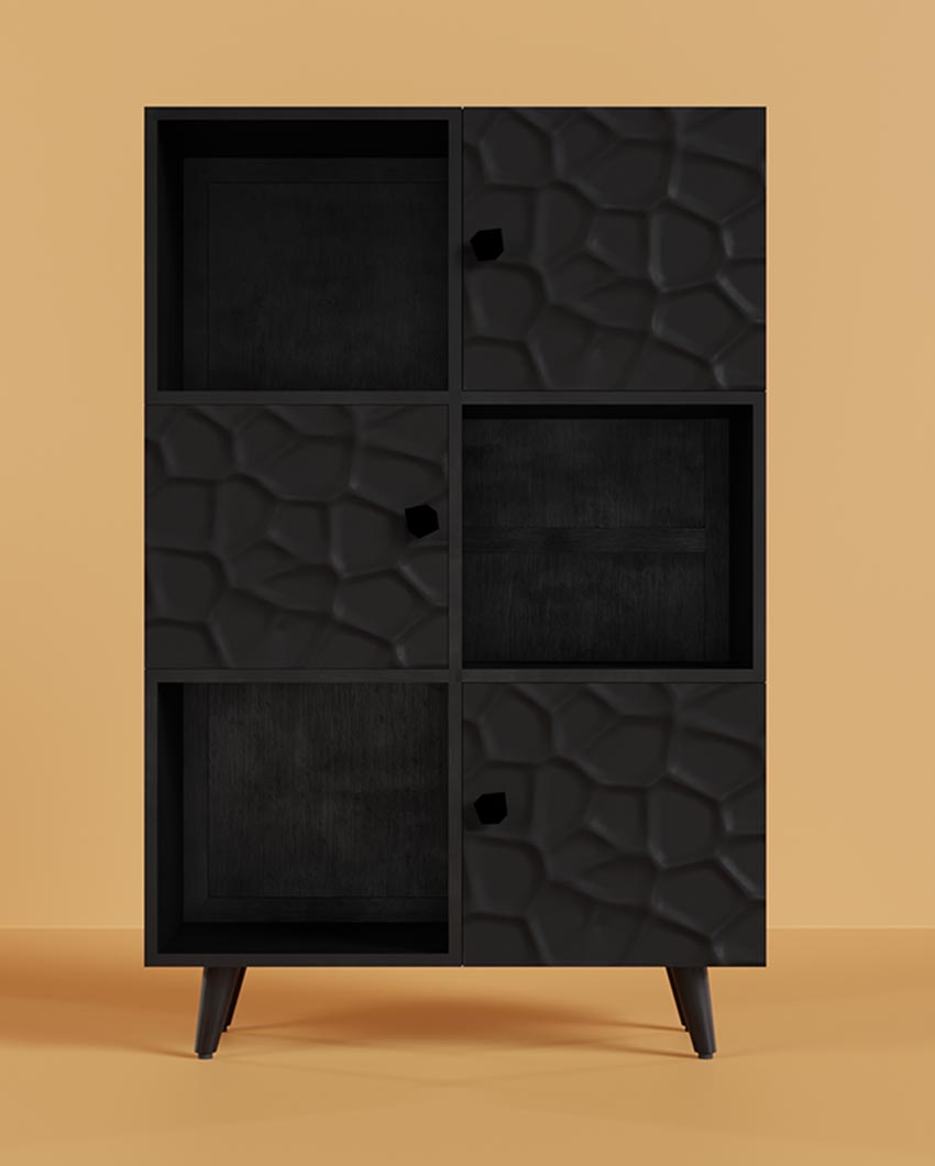 Long Black Crater Large Cabinet | 37 x 16 x 55 inches