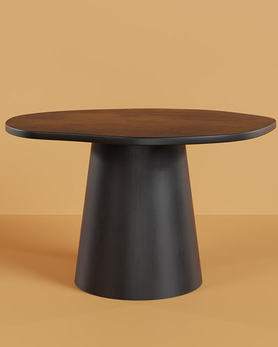 Unique Black Crater Round Dining Table | 53 x 51 x 30 inches