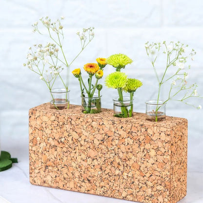 Blooming Brick Cork Test Tube Vase Planter | Plant Not Included | 8 x 2 x 4 inches