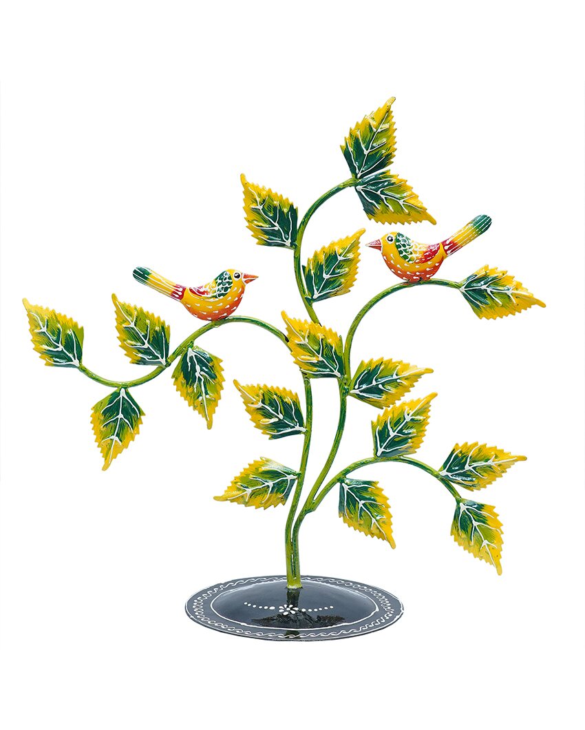 Decorative Metal Handpainted Yellow Color Tree Showpiece | 15 x 6 x 15 inches