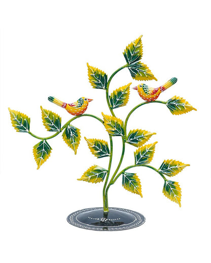 Decorative Metal Handpainted Yellow Color Tree Showpiece | 15 x 6 x 15 inches