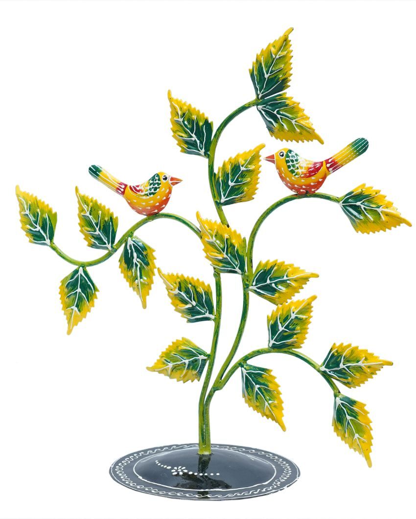Decorative Metal Handpainted Yellow Color Tree Showpiece | 15 x 6 x 15 inches