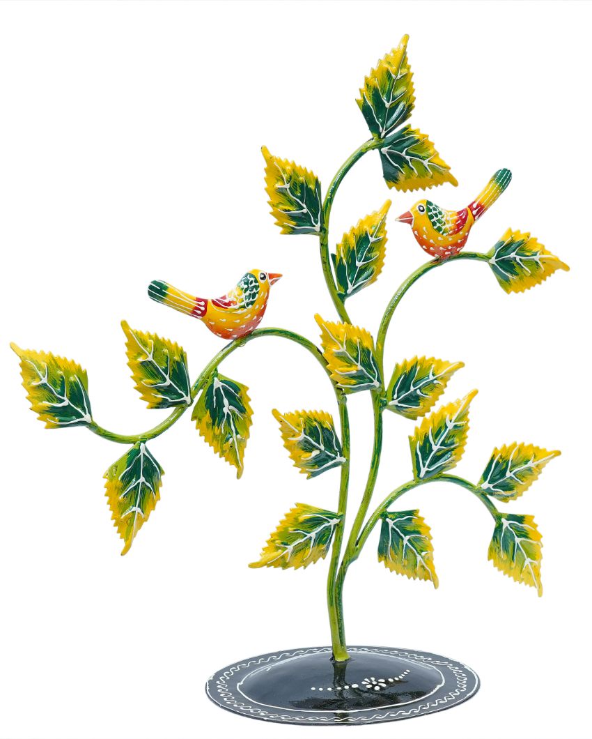 Decorative Metal Handpainted Yellow Color Tree Showpiece | 15 x 6 x 15 inches