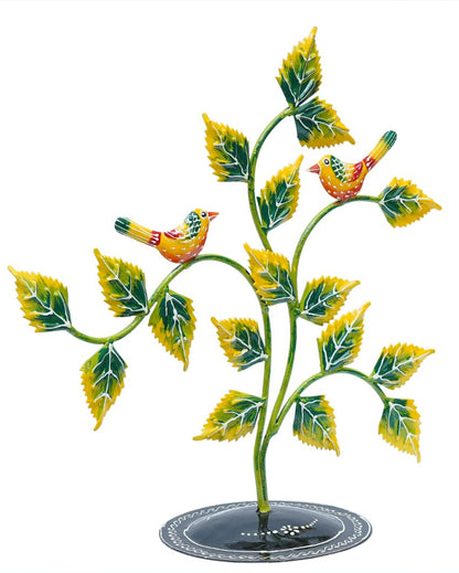 Decorative Metal Handpainted Yellow Color Tree Showpiece | 15 x 6 x 15 inches