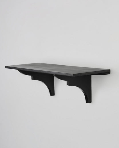 Solid Wood Fixed Bracket Wall Shelf in Black Color | 20 x 6 x 6 inches