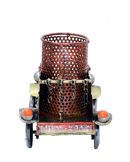 Jeep Design Metal Handpainted Showpiece Pen Stand | 5 x 7 x 6 inches
