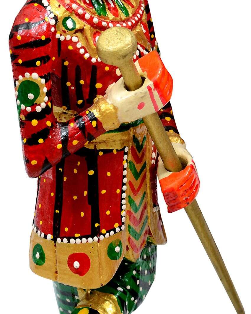 Chowkidaar Wooden Handpainted Decorative Showpiece | Set Of 2 | 5 x 2 x 15 inches
