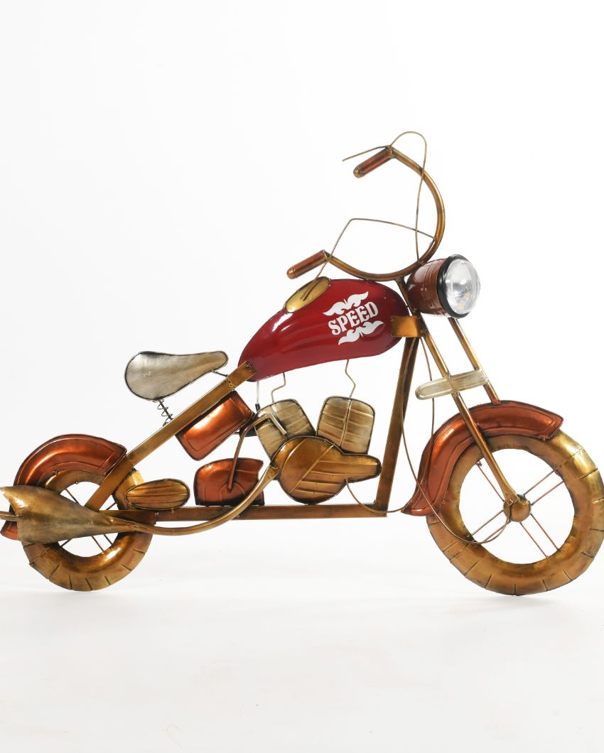 Big Wall Hanging Bike Showpiece with Led In Red Color | 35 x 7 x 26 inches